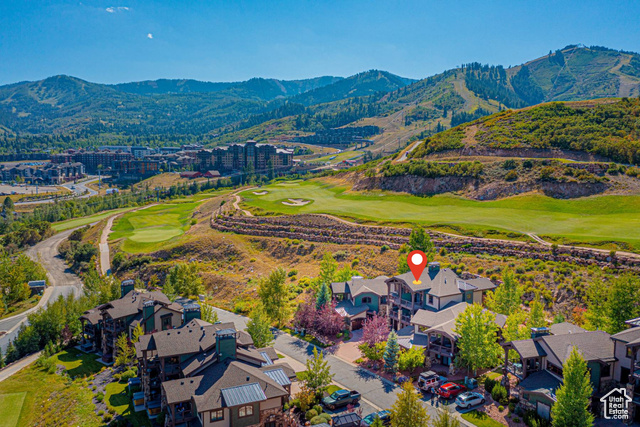 Aerial view featuring a mountain view