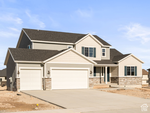 Craftsman-style house with a garage