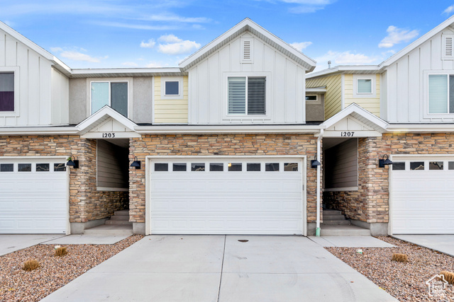 View of front of home with a garage