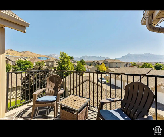 Balcony with a mountain view