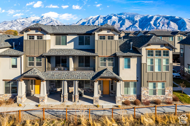 View of front of home with a mountain view