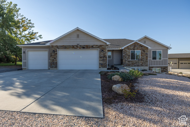 Single story home with a garage