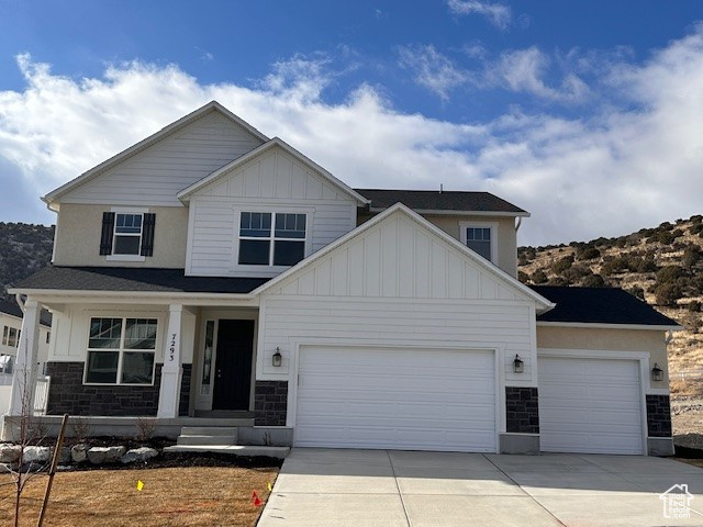 Craftsman inspired home with a garage