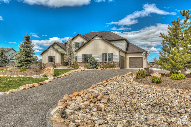 View of front of home with a garage