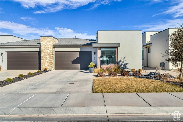 Modern home with a garage