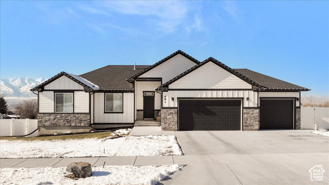 View of front of house with a garage