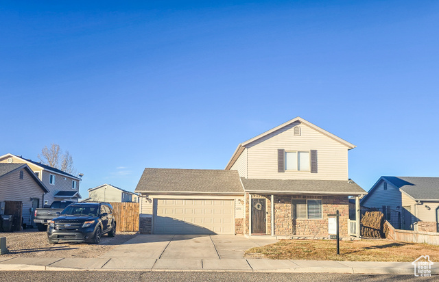 Front facade with a garage