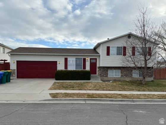 Split level home with a garage