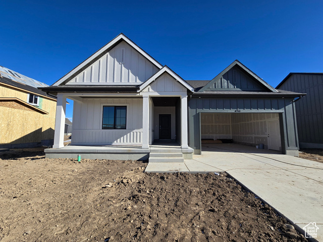 Beautiful rambler "Monroe" floorplan in the Farmhouse style, 3 beds, 2 baths, 2-car regular garage.  Open family/kitchen layout, 9' ceiling on main, standard kitchen layout, tray ceiling in family room & bedroom 1, 36" upper cabinets w/ crown molding, upgraded cabinet features: soft-close, stainless steel gas appliances, quartz countertop in kitchen and bathrooms, laminate throughout the kitchen, dining and family, bedroom 1 suite, grand bath with garden tub, separate walk-in shower and 2nd vanity sink, 50-gallon water heater, mudroom bench, and unfinished basement.  ** Special Interest Rates are Available ** with our Builder Forward Commitment (BFC) if you use DHI Mortgage in addition to receiving $$$ toward closing costs. Ask me about our generous home warranties, active radon Mitigation System, and Smart Home Package, which is included in this home. The actual home may differ in color, material, and/or options. Pictures are of a finished home of the same floor plan and the available home may contain different options, upgrades, and exterior color and/or elevation style. Square footage figures are provided as a courtesy estimate only and were obtained from building plans. No representation or warranties are made regarding school districts and assignments; please conduct your own investigation regarding current/future school boundaries.