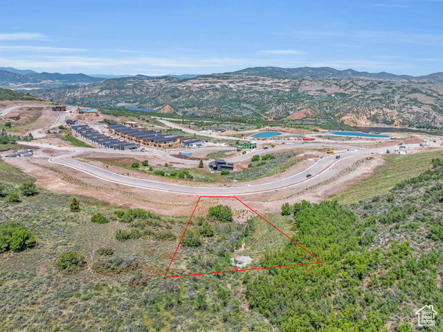 Aerial view featuring a mountain view