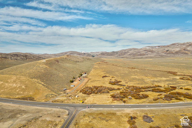 Aerial view featuring a mountain view