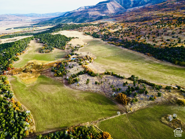 Drone / aerial view featuring a mountain view and a rural view