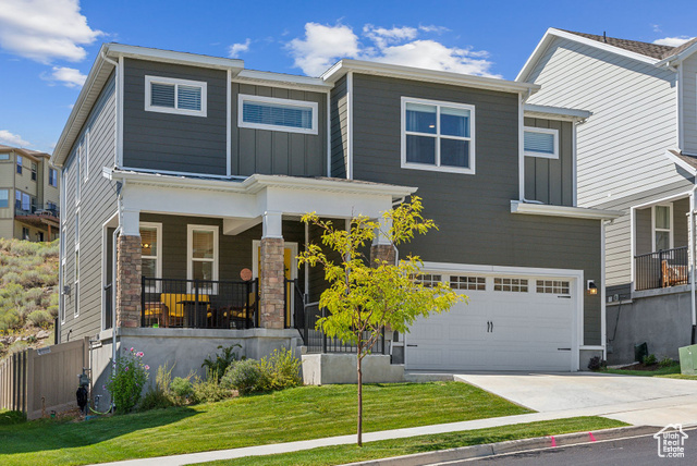 Mountain Views, Outdoor Access, and Unmatched Community Amenities. Nestled in a stunning location with unobstructed views of Mount Timpanogos, this home offers the perfect blend of comfort, adventure, and convenience. Enjoy your morning coffee or evening sunsets from the expansive front porch, where the beauty of the mountains is always on display. Step inside to a spacious master suite designed for relaxation, featuring a massive walk-in closet and a luxurious master bathroom with plenty of room to unwind. The double-deep garage provides space for a third vehicle or extra storage ideal for outdoor gear or hobbies. For those who love the outdoors, this home is a dream come true. With direct backyard access to hundreds of miles of hiking and mountain biking trails, adventure is always within reach. And when winter arrives, you'll appreciate the cooler temperatures and more snowfall, perfect for embracing the true mountain lifestyle. The community is just as impressive, featuring a clubhouse with a pool, lazy river, water slide, large gym, basketball, and tennis courts-everything you need to stay active and entertained. Plus, with seasonal farmers markets and neighborhood events, there's always something to look forward to. Need more space? The unfinished basement is already plumbed and ready to add a fourth bedroom, additional bathroom, and a spacious living area, giving you endless possibilities for expansion. All of this comes with the bonus of quick access to both the South Salt Lake Valley and Utah County, making commuting and city conveniences just minutes away. Don't miss the chance to make this incredible home yours-schedule a showing today!  Square footage figures are provided as a courtesy estimate only and were obtained from an appraisal.  The buyer is advised to obtain an independent measurement.