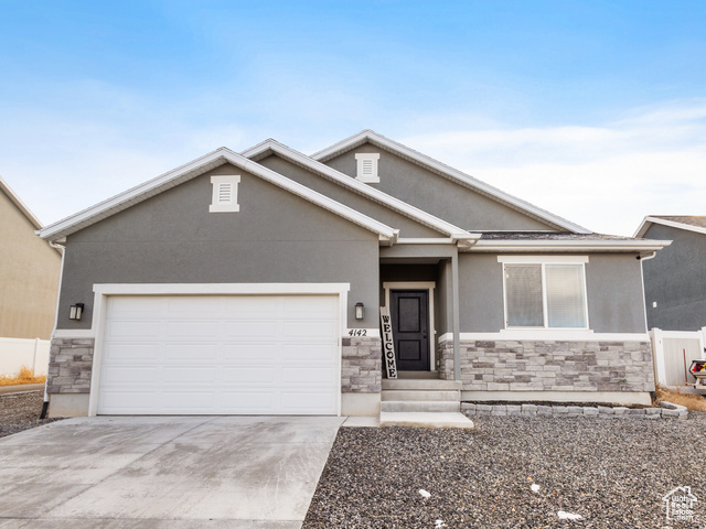 Open House: Saturday March 1, 11 AM - 2 PM This 2020-built rambler is located in one of Eagle Mountain's fastest-growing areas, offering both convenience and long-term value. With new infrastructure projects and expanding amenities, this home provides an excellent opportunity to settle into a well-connected community. The Mid Valley Highway Extension is set to improve westward travel, making access to major routes more efficient. Additionally, the Pony Express Parkway expansion will enhance commuting options, reducing travel times to Silicon Slopes, I-15, and surrounding cities. Residents enjoy easy access to shopping, dining, and essential services in Saratoga Springs and The Ranches, while still benefiting from Eagle Mountain's quieter, suburban feel. Outdoor recreation is just steps away, with nearby walking trails, parks, and open spaces perfect for enjoying Utah's scenery. This home features a modern open floor plan with plenty of space for entertaining, along with a large unfinished basement, offering potential for customization. The xeriscaped front yard ensures low-maintenance living, and the permanent exterior lighting adds both style and convenience. Join us for the open house Saturday March 1 from 11 AM to 2 PM, or schedule a private showing today to see everything this home and community have to offer.