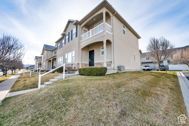 Welcome to your new home! This charming end unit townhome is located in the heart of West Jordan. Step inside to discover an open floor plan that maximizes space and natural light, creating an inviting atmosphere for both relaxation and entertainment. Featuring a spacious master suite complete with an en-suite bathroom, giant walk in closet and stellar views from a beautiful balcony!  The two additional bedrooms provide flexibility for guests, a home office and more! Enjoy the convenience of a one-car garage and extra storage options with the unfinished basement. Ensuring everything has its place and the potential to finish the basement and build instant equity! The rear entrance contains a spacious patio in a partially fenced area, great for outdoor needs. Don't miss your chance to make this delightful property your own.  Square footage figures are provided as a courtesy estimate only  Buyer is advised to obtain an independent measurement.