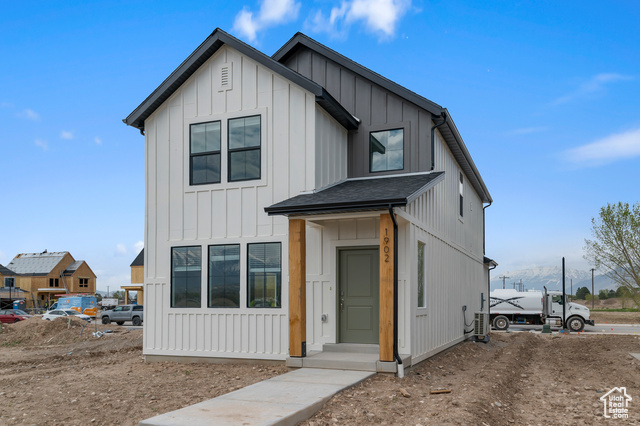 1966 E ALBION DR 180 Salem, Utah New Austin floorplan in the Farmhouse style with a 2-car garage. Open-concept living on the main floor with a half bath. Quartz kitchen and bathroom countertops, laminate flooring, 36" upper cabinets, pantry, coat closet, and unfinished basement for an additional bedroom, family room, and storage. The second floor three bedrooms including a master bedroom suite with a private bath, a walk-in closet, laundry, and another full bathroom for the other two bedrooms. This beautiful home has the Garage in the back and the entry on the front, with a larger side yard just outside the kitchen/dinning space. *Includes Front Landscaping, Front Wing Fencing, & Blinds.* ** Special Interest Rates are Available ** with our Builder Forward Commitment (BFC) if you use DHI Mortgage in addition to receiving up to $5,000 toward closing costs. Ask me about our generous home warranties, active radon Mitigation System, and Smart Home Package, which is included in this home. The actual home may differ in color, material, and/or options. Pictures are of a finished home of the same floor plan and the available home may contain different options, upgrades, and exterior color and/or elevation style. Square footage figures are provided as a courtesy estimate only and were obtained from building plans. No representation or warranties are made regarding school districts and assignments; please conduct your own investigation regarding current/future school boundaries.