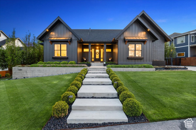 12081 N SHETTLESTONE DR 703 Highland, Utah MULTIPLE OFFERS RECEIVED, PLEASE SUBMIT ALL OFFERS BY NOON ON TUESDAY! Stunning luxury home in Skye Estates with 7 beds, 4.5 baths, and 5,440 SF of beautifully finished space on a 0.33-acre lot. Main floor primary suite, finished basement with theater, gym, sauna, dry bar, dry & cold storage. Smart home features include automated lighting, shades, whole-home audio, a security system, and dual-zone HVAC. Gourmet kitchen with Monogram, Bosch, and Frigidaire appliances. Three-car garage with epoxy floors and custom storage. Backyard oasis with waterproof deck, speakers, hot tub, fire pit, and seasonal creek. Community pool, clubhouse, gym, and top-rated Alpine schools nearby. Minutes to Silicon Slopes, skiing, shopping, and I-15. Square footage figures are provided as a courtesy estimate only and were obtained from county records. Buyer is advised to verify all facts and figures.