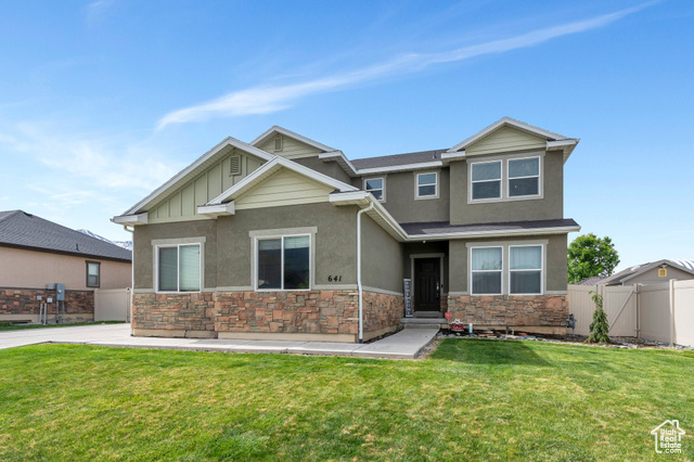 641 W 1450 S Springville, Utah Looking for space, comfort, and a great location? This two-story, 5-bedroom, 2.5-bath home in Springville checks all the boxes. Whether you're upsizing, starting a family, or just want room to spread out, this place has what you need. The main floor has a nice open layout that makes it easy to cook, eat, and hang out together. The kitchen has plenty of counter space and a big island-perfect for everything from homework to hosting friends. Upstairs, you'll find all the bedrooms (including a roomy primary suite with its own bathroom), plus the laundry room so you don't have to lug baskets up and down stairs. Outside, there's a good-sized yard-great for kids, pets, or just relaxing on the weekend. You're super close to parks, walking trails, shopping, and easy access to the freeway if you're commuting. It's a great spot in a great neighborhood-and ready for you to move in and make it your own. Come take a look and see if it feels like home! Home has paid off Solar as well!!! Buyer and Buyers agent to verify all. Information is deemed reliable, but not guaranteed.