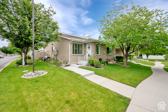 1502 W CORNERSTONE DR South Jordan, Utah BEAUTIFULLY UPDATED END-UNIT!! This Home Has It All. Brick Exterior, Main-Floor Living, All New Windows w/ Low E Glass, High-End Mannington LVP Flooring Throughout, Plantations Shutters, Electric Window Shades, Newer 50 Gallon Water Heater, New Paint, Updated Bathrooms, Upgraded ADA Approved Toilets, French Doors, Mountain Views, Private Patio W/ Garden Boxes, Perfectly Located in Neighborhood, Minimal Drive-by Traffic. Spacious Kitchen & Dining Room, Formal Living Room w/ Luxury Wool Carpet, Family Room Next to Kitchen w/ Gas Fireplace & Built-in Bookcases, & A Finished Basement. SHOWS PRIDE OF OWNERSHIP. A PERFECT 10!