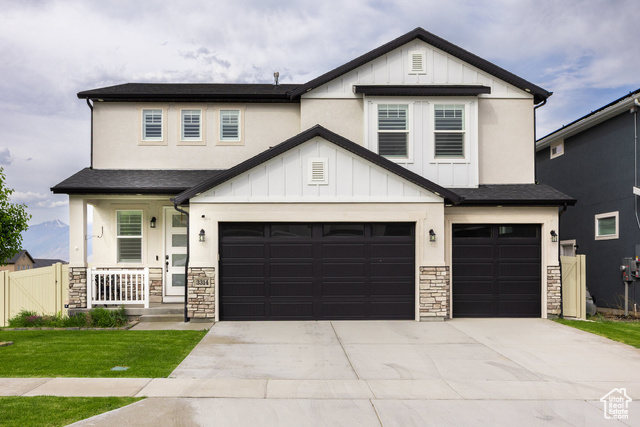 Welcome to this immaculate corner-lot home with breathtaking, unobstructed views of Utah Lake. Offering 4 bedrooms, 2.5 bathrooms, and 3,306 square feet of thoughtfully designed living space, this home blends comfort, style, and convenience. Plus, take advantage of a 1% rate buydown with our preferred lender. Enjoy a bright, open-concept layout with tasteful accent walls, quality finish work, and natural light throughout. The unfinished basement offers room to grow and make it your own. Step outside to a fully xeriscaped backyard-perfect for low-maintenance living. With no backyard neighbors and direct access to a peaceful park, you'll enjoy privacy and stunning lake views from the yard or the primary suite. A spacious 3-car garage provides plenty of storage for vehicles, gear, or hobbies. Located just minutes from boat ramps, trails, and a nearby golf course, this home is ideal for those who value an active, scenic lifestyle. Don't miss your chance-schedule your private showing today. The chandelier will be excluded from the sale. The washer, dryer, fridge, and garage closets are negotiable.