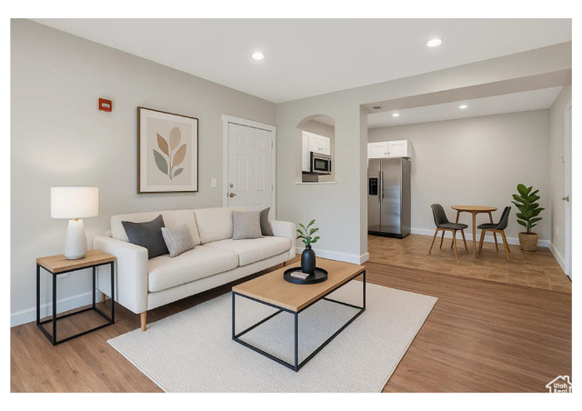 ASSESSMENT WILL BE FULLY COVERED AND PAID BY SELLER AT CLOSING (APPROX. $47.5K VALUE). FRESHLY PAINTED: Charming 3-bed, 2-bath condo with NO STAIRS, just minutes from COSTCO, WALMART, HOME DEPOT, SILICON SLOPES, shopping, dining, outdoor trails, and a variety of exciting new restaurants. Features an OPEN FLOOR PLAN, MODERN KITCHEN, UPDATED FLOORING, HIGH CEILINGS, and LED LIGHTING throughout. The spacious MASTER SUITE includes a LARGE WALK-IN CLOSET. The building exterior was recently updated with NEW STONE, STUCCO, WINDOWS, and STAIRS. Includes a 1-CAR GARAGE and offers EASY ACCESS to local amenities. Ideal for FIRST-TIME BUYERS, INVESTORS, or those DOWNSIZING-schedule a showing today! Square footage figures are provided as a courtesy estimate only, obtained from county records. Buyer is advised to obtain an independent measurement. Home is VACANT. EASY TO SHOW.