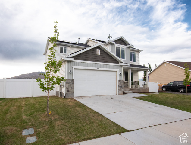182 W BRAEBURN LN Santaquin, Utah Amazing 4-Bedroom Home with Solar Panels, Office, and Unfinished Basement in Utah Move-In Ready! Welcome to this immaculate, nearly brand-new home on a spacious .17-acre lot! Built in 2019 by the original owner, this home offers 1,843 sq ft of beautifully finished living space with a total of 2,733 sq ft, including a 870 sq ft unfinished basement with incredible potential. Recently updated with fresh paint and brand-new flooring throughout (May 2025), this home is a true gem. Location, Location, Location! This home is situated in a growing community that perfectly blends rustic vibes and country charm. You'll love the peaceful, serene environment while still being in close proximity to an elementary school, multiple parks, and several grocery stores. With modern upgrades, energy-efficient solar panels, and a generous, professionally landscaped backyard, this home is designed for both comfort and convenience. Located in a desirable neighborhood, this property is ready for you to move in and make it your own! Don't miss out on this incredible opportunity schedule a showing today! Key Features: 4 Bedrooms | 2.5 Bathrooms Spacious, bright, and airy with a master suite featuring a walk-in closet. Home Office Perfect for remote work or a quiet study space. Open Floor Plan Large living room, modern kitchen, and dining room ideal for family gatherings and entertaining, with big windows that flood the space with natural light. Kitchen Stunning granite countertops, staggered cabinetry with elegant crown molding, and plenty of counter space for meal prep and entertaining. Views - Enjoy stunning mountain views from every window, with gorgeous orchards lining the roads for a truly picturesque setting 2-Car Garage Plenty of space for vehicles and additional storage. Unfinished Basement (870 sq ft) With options to finish it to fit your needs. Create two additional bedrooms with a Jack and Jill bathroom and a living room or a private master suite. The possibilities are endless! Solar Panels Enjoy energy efficiency and savings with solar power. Free Internet Thanks to the built-in internet hub offering complimentary Intellipop service. LG Washer & Dryer Included Convenient & modern appliances. A bonus to make your move-in process seamless! Laundry Room Set Up for Barn Door Add a touch of rustic charm to the space with the laundry room already set up for a stylish barn door. Outdoor Amenities: In-Ground 14-ft Highly Rated JumpFlex Flex Classic Trampoline Fun for the everyone! 10x10 Cement Pad Perfect for a dog run, grill area, or additional outdoor recreation space. Extended Cement Pad Located just off the deck, this area features a cozy fire pit, ideal for evening relaxation or entertaining guests. Rock Retaining Wall Adds charm and functionality to the backyard, creating an inviting outdoor space. Fully Vinyl-Fenced Yard Offering privacy with a 6-ft gate for easy access. 2 Pear Trees Add charm and a touch of nature to the front yard.