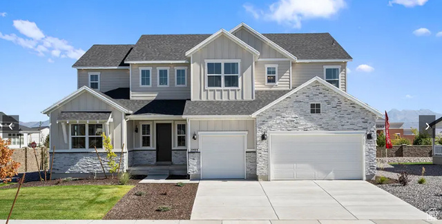 6242 W TETON RANCH DR S 308 Herriman, Utah The list price includes the base price, lot, structural options, and upgraded interior finishes! The Harmon plan has a wealth of exciting features: formal living and dining rooms, a butler's pantry and a professional kitchen, a roomy walk-in pantry and a tech center, a family room, guest suite on a main level, mudroom and nook and that's just the main floor! Upstairs, there's a primary suite with retreat, walk-in closet and deluxe bath and 3 additional bedrooms.