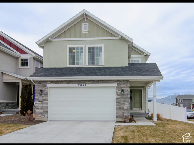 13291 S HERRIMAN ROSE BLVD W Herriman, Utah Welcome to this beautifully maintained 2-story home built in 2014, located in a desirable Herriman neighborhood. This inviting residence features an open floor plan perfect for both everyday living and entertaining. The main level showcases stylish laminate wood flooring, large windows that flood the space with natural light, and a spacious family room that flows effortlessly into the dining area and kitchen. The kitchen is a standout with its crisp white cabinets, quartz countertops, and a functional layout. Offering 4 spacious bedrooms, 3 and a half bathrooms, and a 2 car garage, this home blends modern design with everyday comfort. Primary suite is equipped with vaulted ceilings, walk in closet, and private bath. Outside, enjoy a landscaped yard with room to play or relax. Conveniently located near schools, parks, and shopping, this home offers the perfect blend of comfort, style, and location.