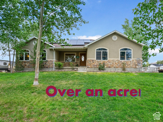 4212 N MAJORS ST E Eagle Mountain, Utah Spacious 5-Bedroom Rambler on Over an Acre. Discover comfort, space, and endless possibilities in this beautifully designed 5-bedroom, 3-bath home featuring an open floor plan perfect for everyday living and entertaining. From the inviting entryway to the expansive living area and well-appointed kitchen, you'll feel right at home the moment you walk in. With 75% of the basement already finished, the remaining 25% offers a blank canvas ready to match your vision-whether it's a home theater, gym, additional bedrooms, or even an accessory dwelling unit (ADU). The flexibility is yours! Outside, enjoy over an acre of land with animal rights and your very own sport court-ideal for basketball, or active play year-round. This property offers the rare opportunity to enjoy space, privacy, and potential for hobby farming or equestrian use. Whether you're seeking a multi-functional home or room to grow, this one checks all the boxes. Don't miss this opportunity to own a home where lifestyle meets potential-schedule your private tour today! Square footage figures are provided as a courtesy estimate only and were obtained from County Records. Buyer is advised to obtain an independent measurement.